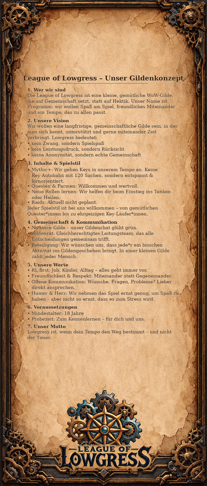 League of Lowgress – Gildenkonzept